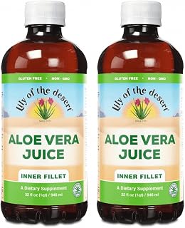 Lily Of The Desert Aloe Vera Juice - Inner Fillet Aloe Vera Drink, Organic Aloe Juice with Natural Vitamins, Digestive Enzymes for Gut Health, Stomach Relief, 32 Fl Oz (Pack of 2)