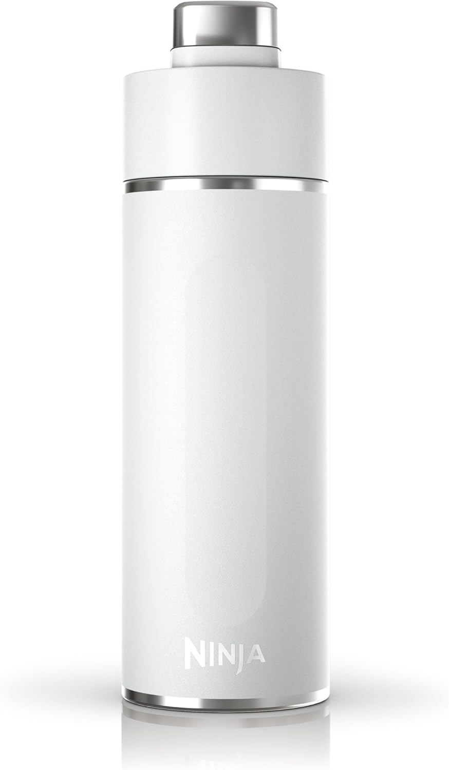 Ninja Thirsti Water Bottle and Flask 530 ML With Leak-Proof Lid, Designed For Carbonated, Hot & Cold Drinks, Ideal For Travel & Sports, Triple Insulated, Stainless Steel Bottle, White, DW1801EUUKWH