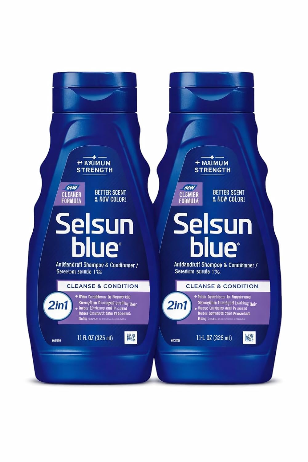 Selsun Blue 2-in-1 Antidandruff Shampoo & Conditioner, Maximum Strength 2-in-1 Treatment With Selenium Sulfide, 11 fl. oz. (Pack of 2)