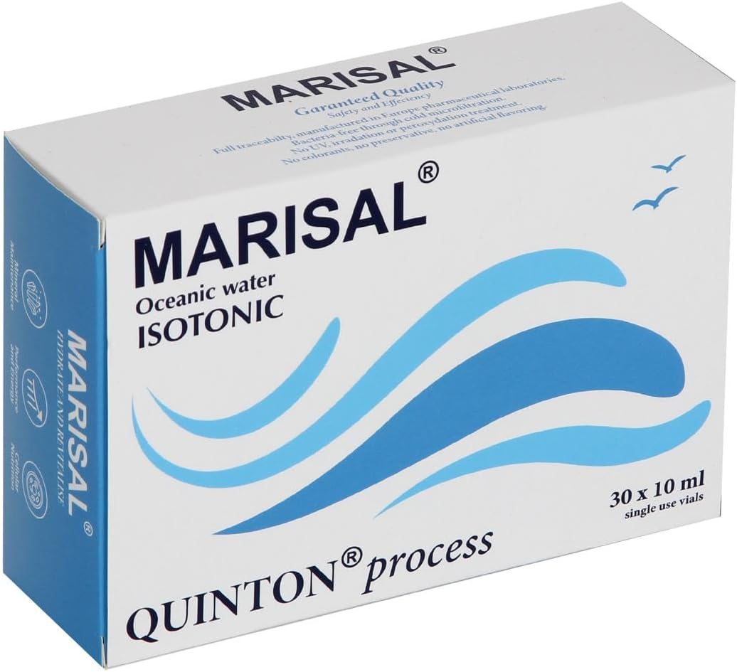 MARISAL Isotonic Sea Water - 30 Drinkable Glass Vials, 10ML, Unflavored, Enhances Hydration, Improves Digestion, Strengthens Immunity, Healthy Skin, Deeper Sleep