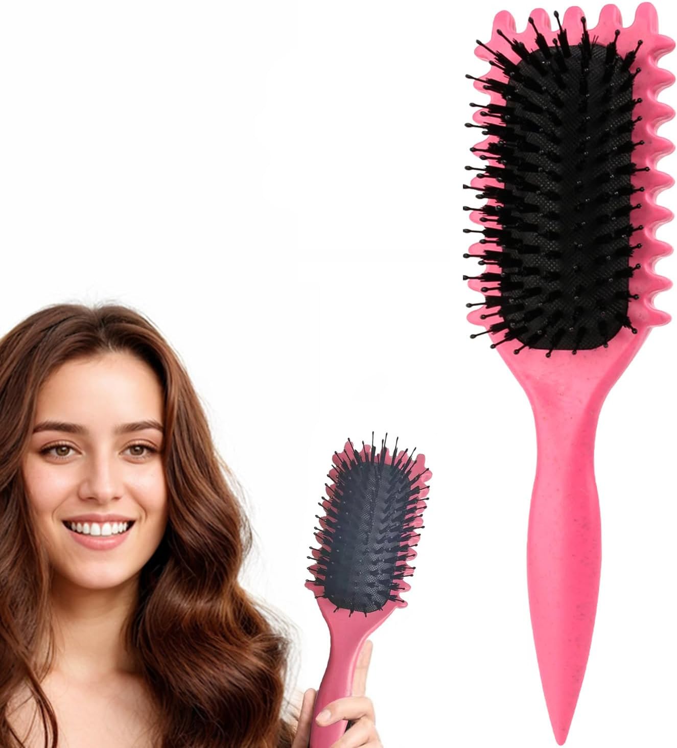 Maxmana Secret Curl Defining Brush,Curly Styling Hair Brush for Detangling,Combing,Shaping and Defining Curls For Women and Men Less Pulling,Reduce Pulling and Curl Separation (Pink)