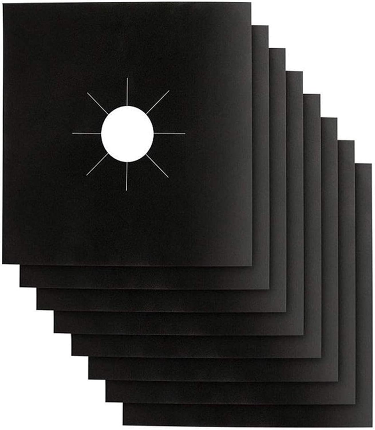 Stove Burner Covers - Gas Stove Protectors Black 0.2mm Double Thickness, Reusable, Non-Stick, Fast Clean Liners for Kitchen/Cooking. Stove top Covers Gas Burners Size 10.6" x 10.6" BPA Free(8 Packs)