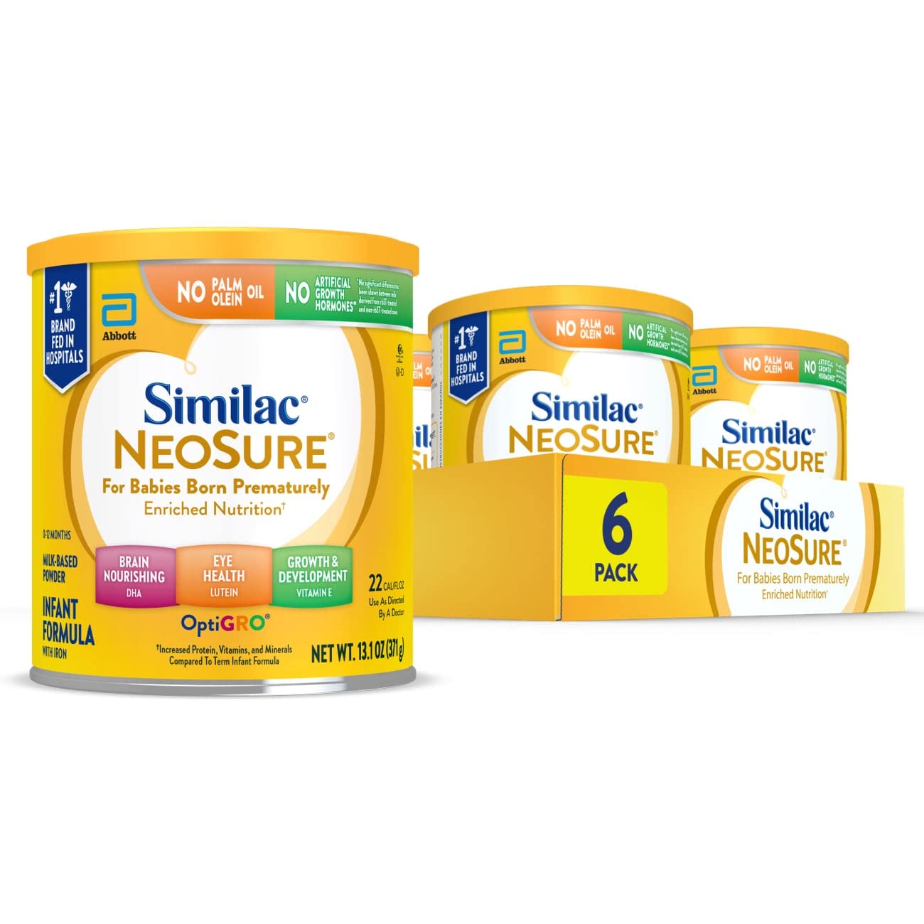 Similac NeoSure Premature Post-Discharge Baby Formula Powder | Infant Formula for Preemies Designed to Support Development & Excellent Growth, in 13.1 oz can, 6 pack