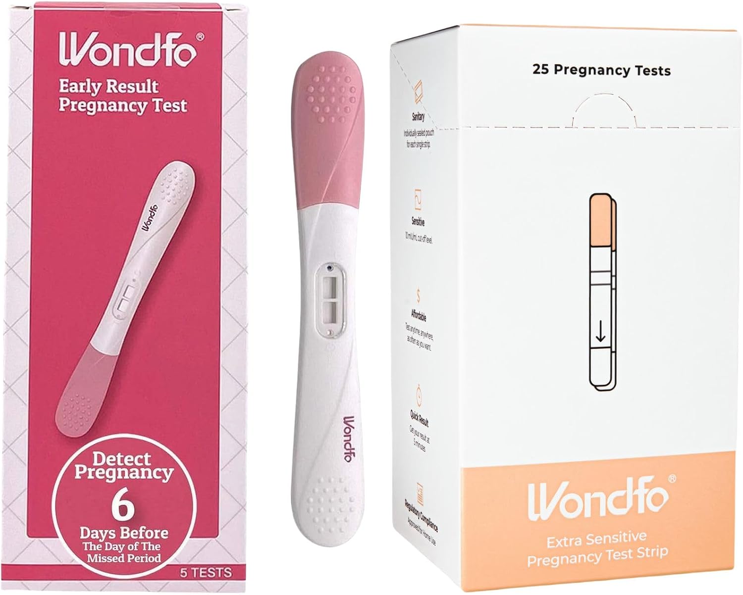 Wondfo Early Result Pregnancy Test Strips and Sticks - Get Results 6 Days Sooner Than Missed Period-Sensitive and Accurate HCG Testing Kit at 10 MIU/ml Cut-Off