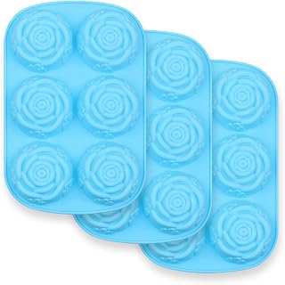 homEdge 6-Cavity Silicone Flowers Shaped Mold, Set of 3PCS Non Stick Silicone Jumbo Rose Mold for Candy Chocolate Jelly, Ice Cube – Roses