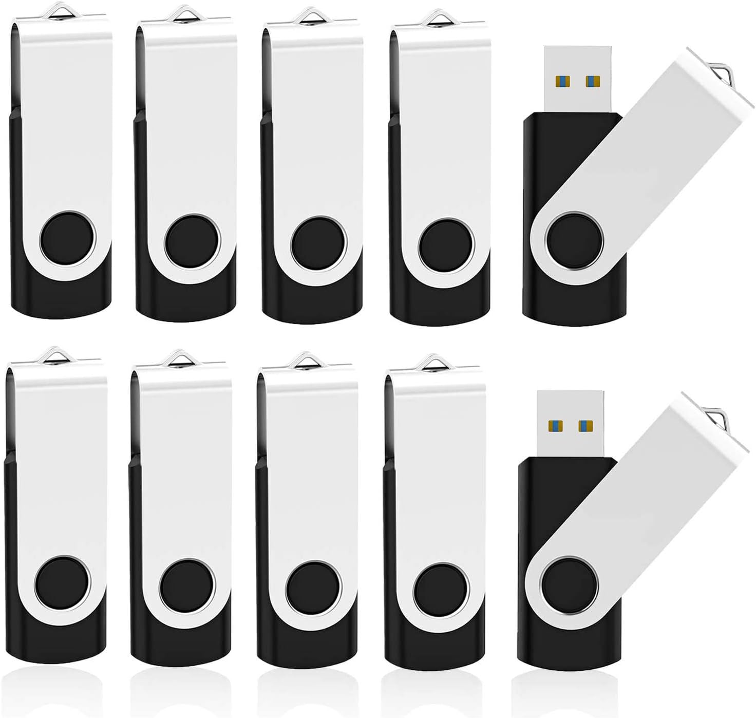 KOOTION 10 Pack 32GB Flash Drive USB 3.0 Thumb Drive USB Drives Jump Drives Keychain Memory Stick Black