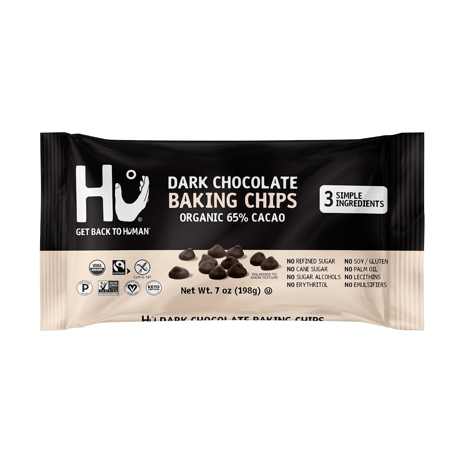 Hu Kitchen, Organic Dark Chocolate Baking Chips, 65% Cacao, 7oz