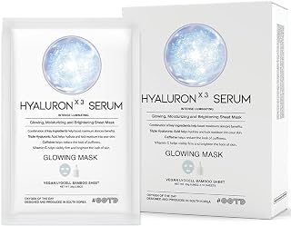 Triple Hyaluron Hydrating Mask for Dry and Sensitive Skin, Anti Aging, Tightening and Moisturizing, Korean Vegan Beauty, Hyaluronic Acid, Caffeine, Vitamin C 10EA