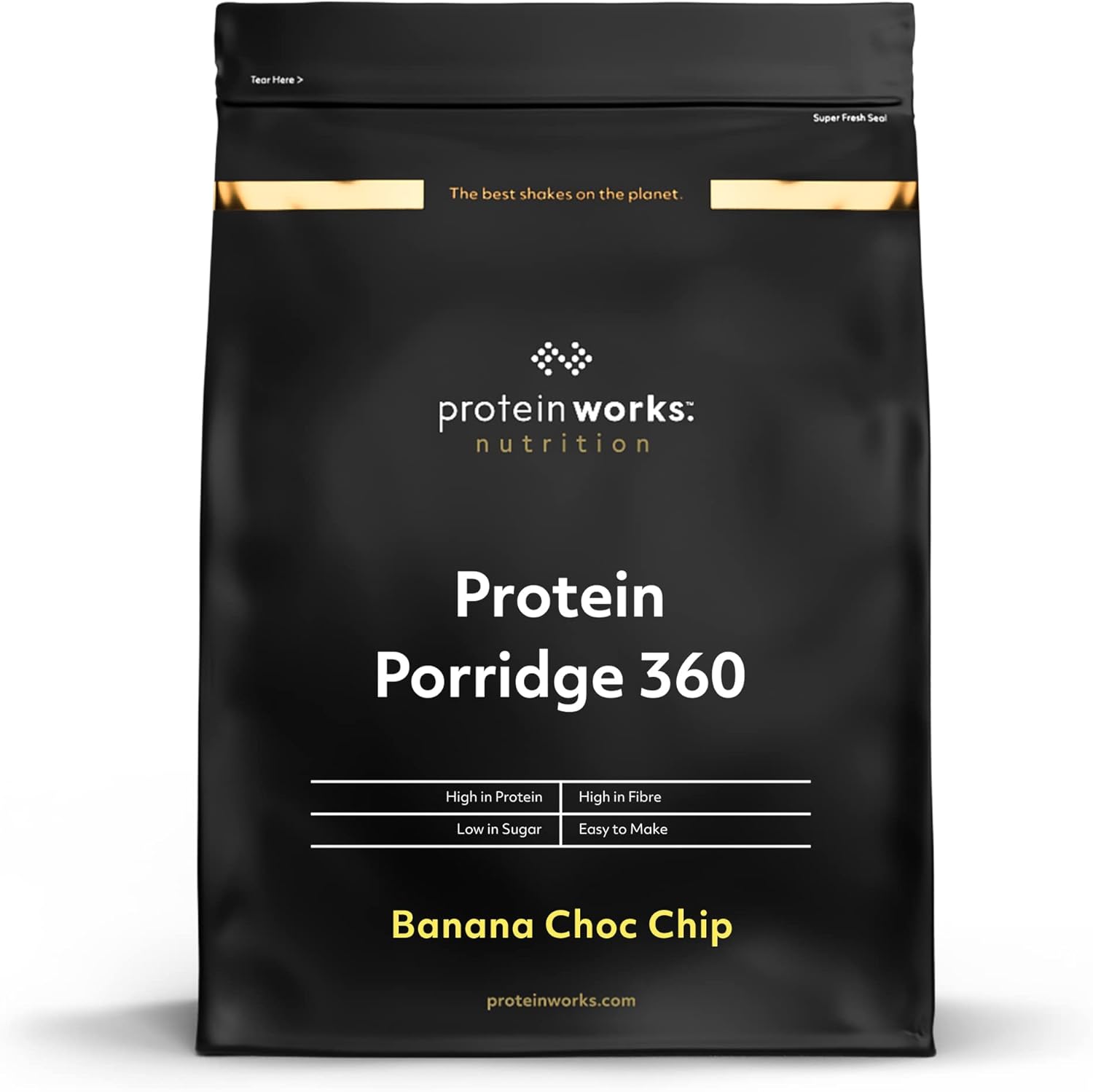 Protein Works - Protein Porridge 360, High Protein, Low Sugar Breakfast, Added Vitamins & Minerals, Low GI Wholegrain Oats, High Fibre, Banana Choc Chip, 13 Servings, 1kg