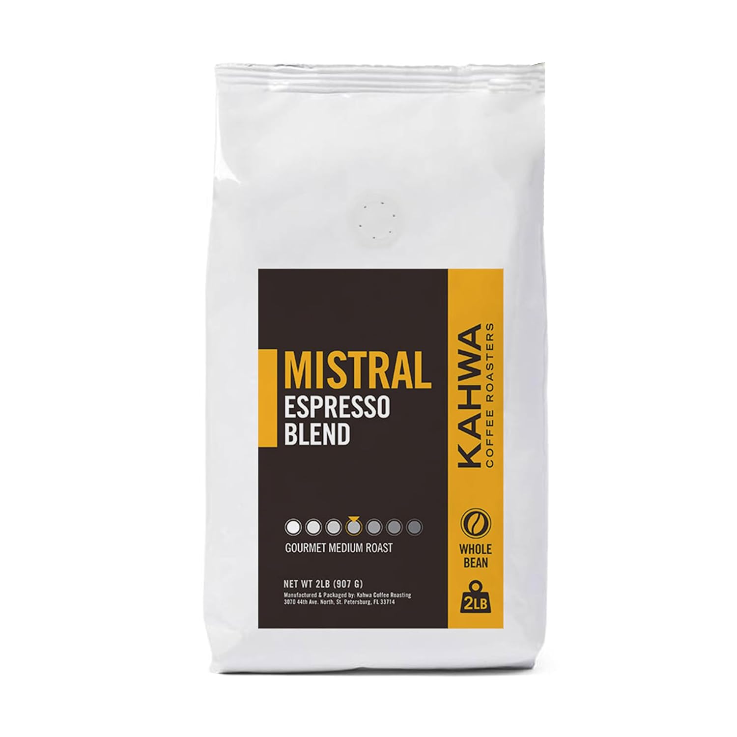 Kahwa Coffee Mistral Italian Style Medium Roast Espresso Blend, Whole Bean Coffee, 2 lb Bag