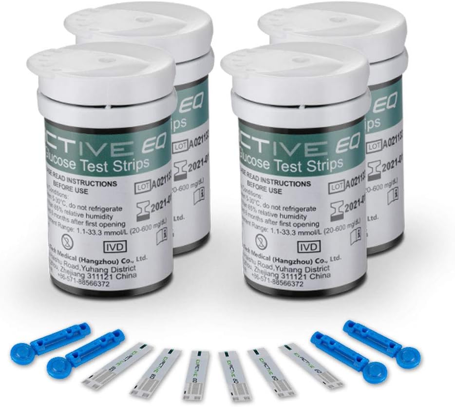 Diabetes Test Strips Blood Glucose Test Strips x 100 & Diabetes Lancets x 100, Blood Sugar Strips, Blood Sugar Test Strips for UK Diabetics - in mmol/L (Exactive EQ Impulse)