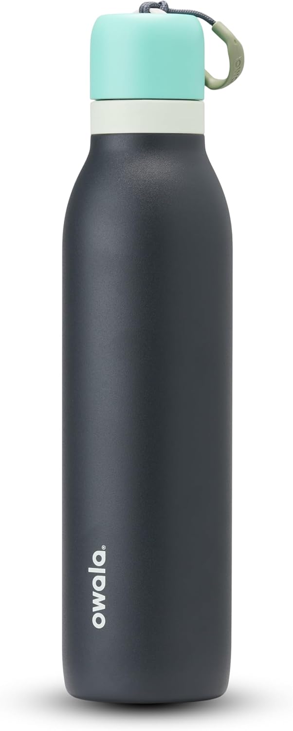 Owala FreeSip Twist Insulated Stainless Steel Water Bottle with Straw for Sports and Travel, BPA-Free, 24-oz, Blue/Grey (Foggy Tide)
