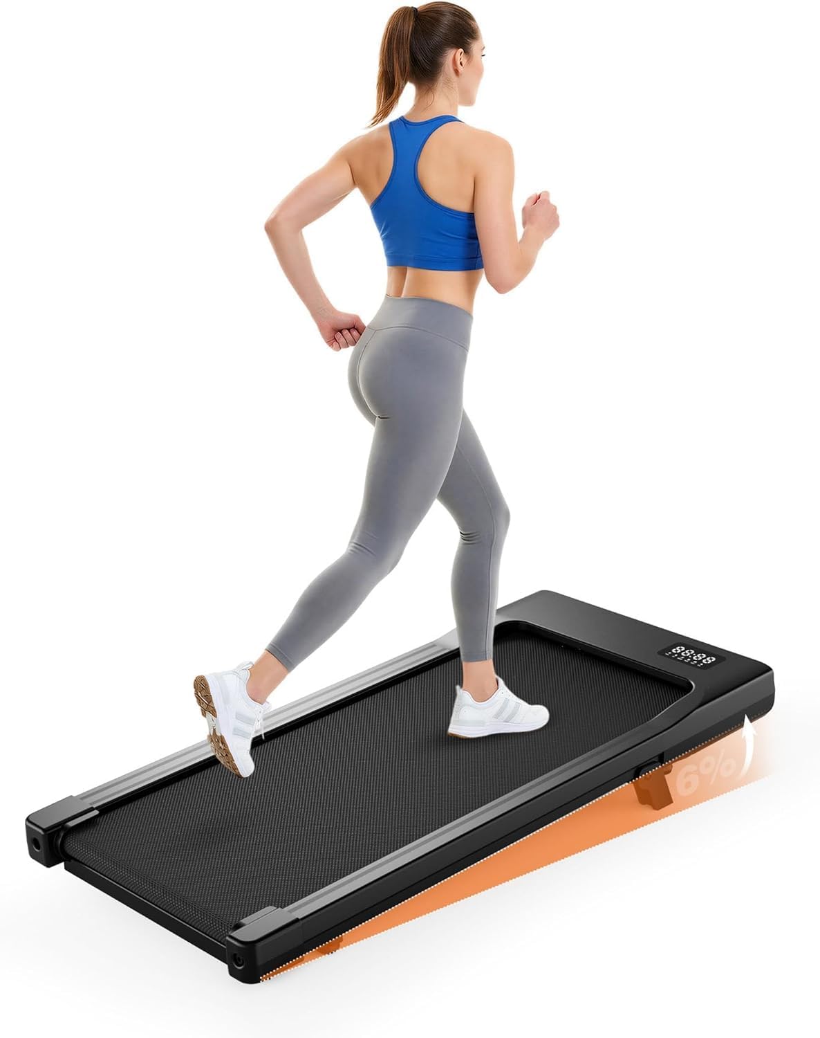 Superun Raceable 6%/10% Incline Walking Pad, 6-16km/h Foldable Treadmill