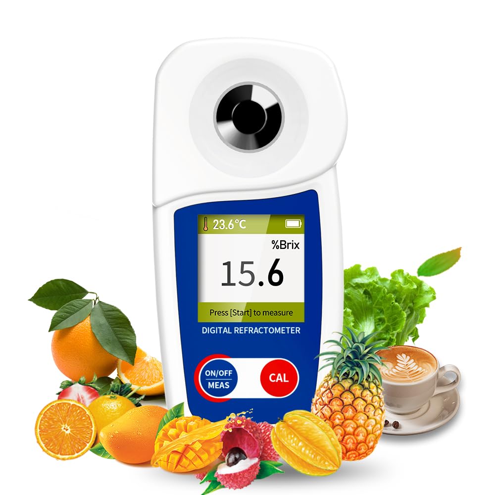 Digital Brix Refractometer Flagfront brix Meter Refractometer Automatic Temperature Compensation Brix Refractometer Range 0-55%,±0.1% Precision for Fruit Juice Coffee