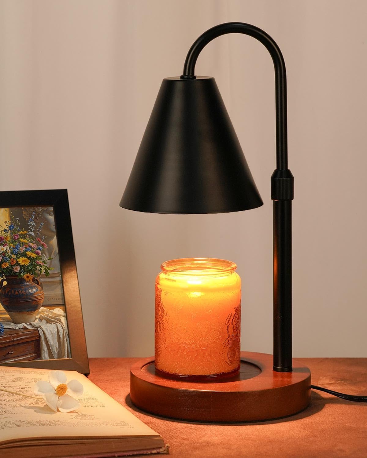 Black Candle Warmer Lamp with Dimmer and Timer, Electric Wax Melter for Scented Candle with 2 Bulbs, Home Gifts for Men Women, Birthday Presents for Him Her, Candle Heater Lamp for Dad Husband