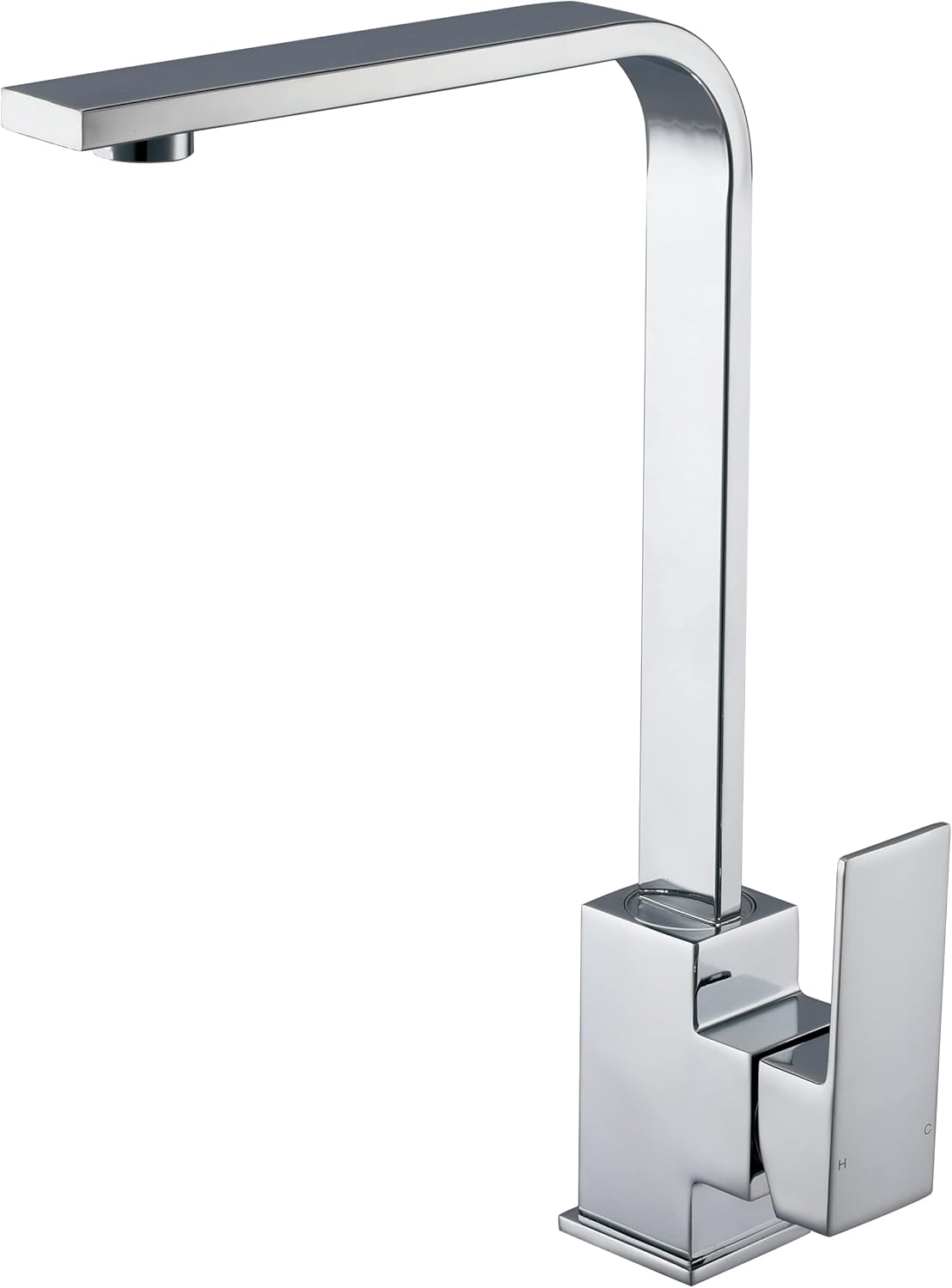 Peppermint Square Kitchen Tap Modern Kitchen Mixer Taps Chrome Monobloc Sink Mixer Tap for Contemporary Kitchens Stainless Steel Single Lever Faucet with Square Base