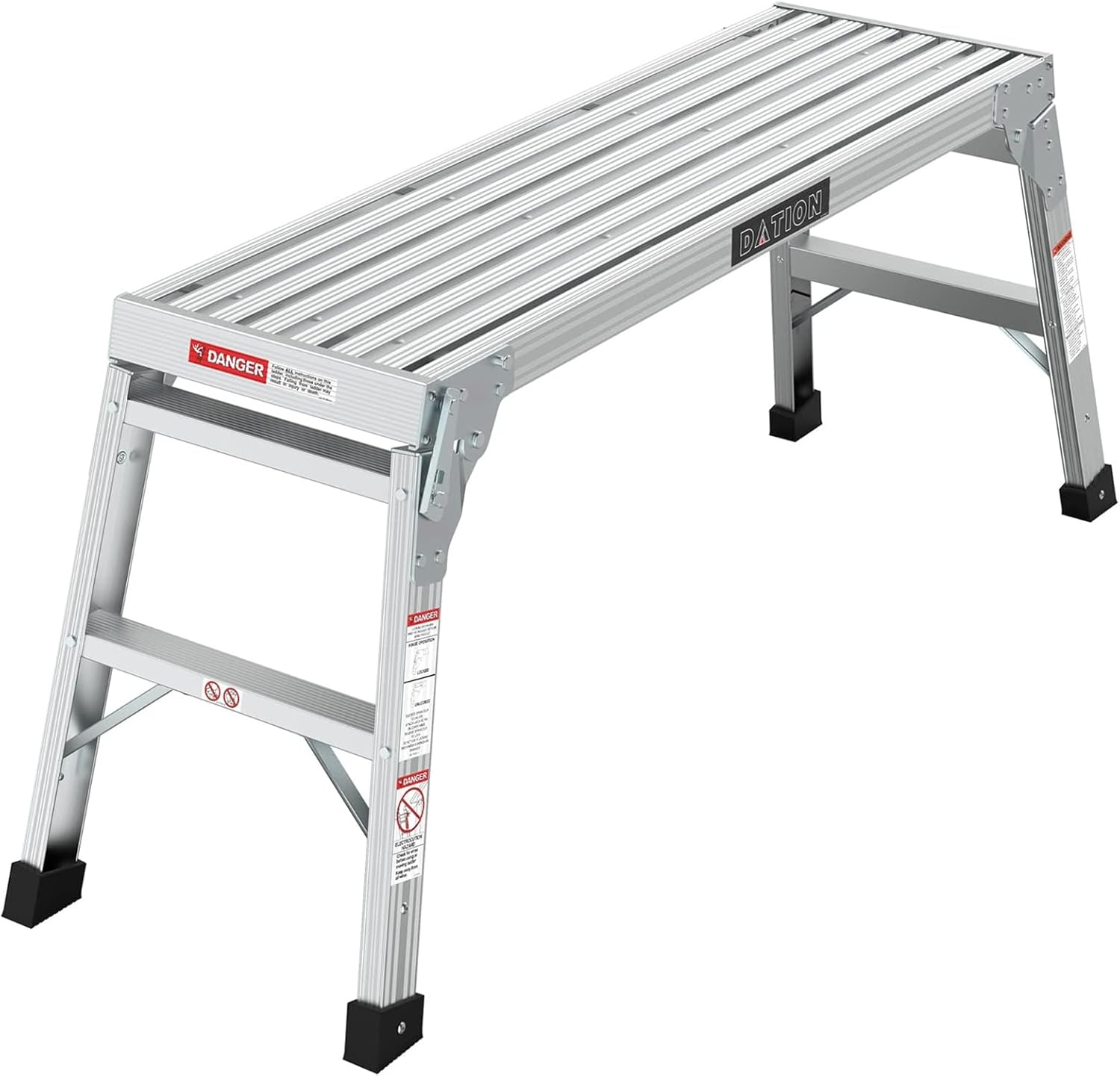 Foldable Aluminum Platform & Step Stool, Non-Slip Folding Work Bench Ladder, 330lbs Capacity, Heavy Duty Portable Stool for Painting, Car Washing, Decorating