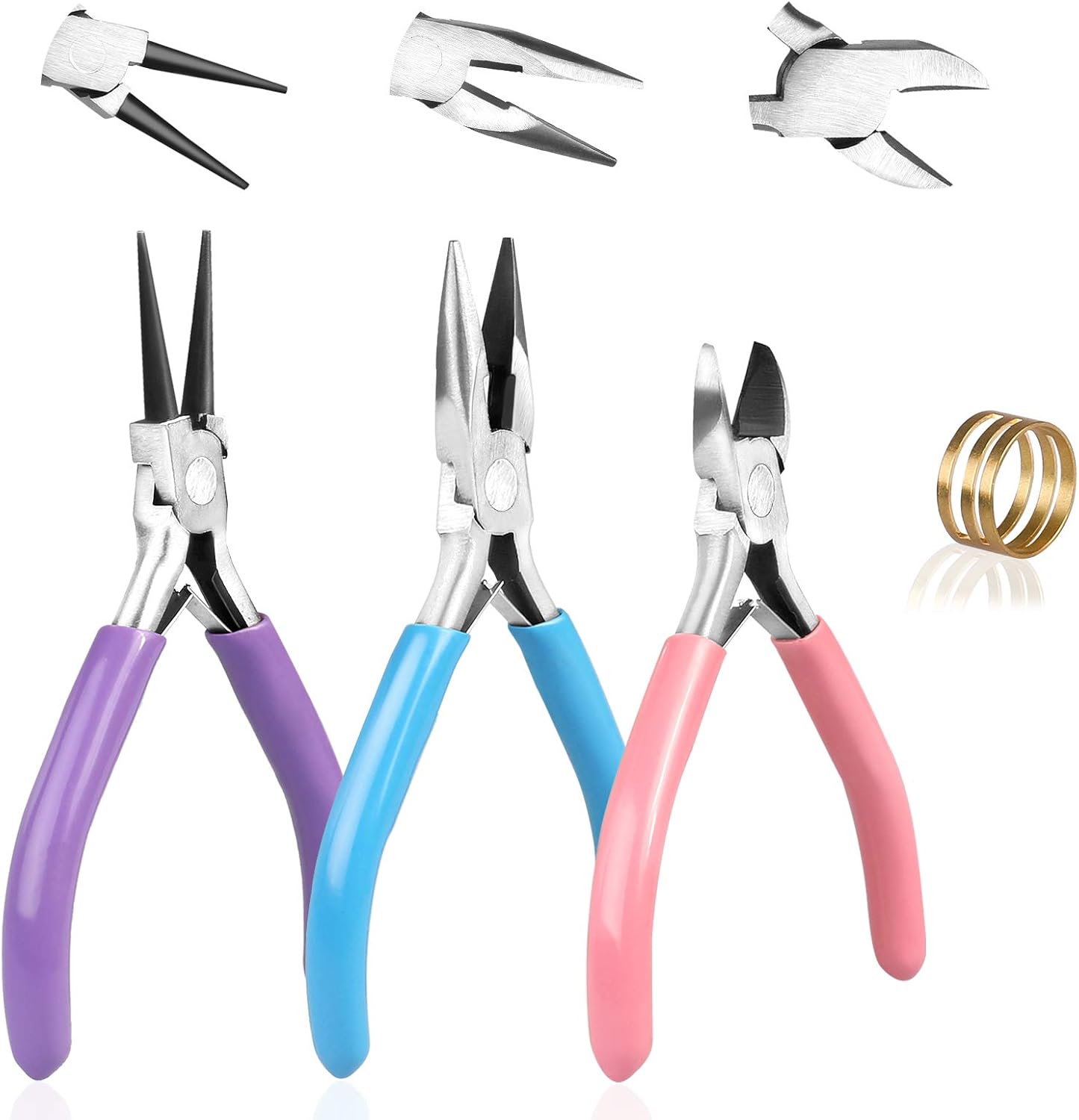Jewellery Pliers - Reastar 3 PCS Pliers for Jewellery Making, Jewelry Making Tools with Jump Ring Opener - for Jewelry Beading Cutting Wrapping and DIY Craft Supplies