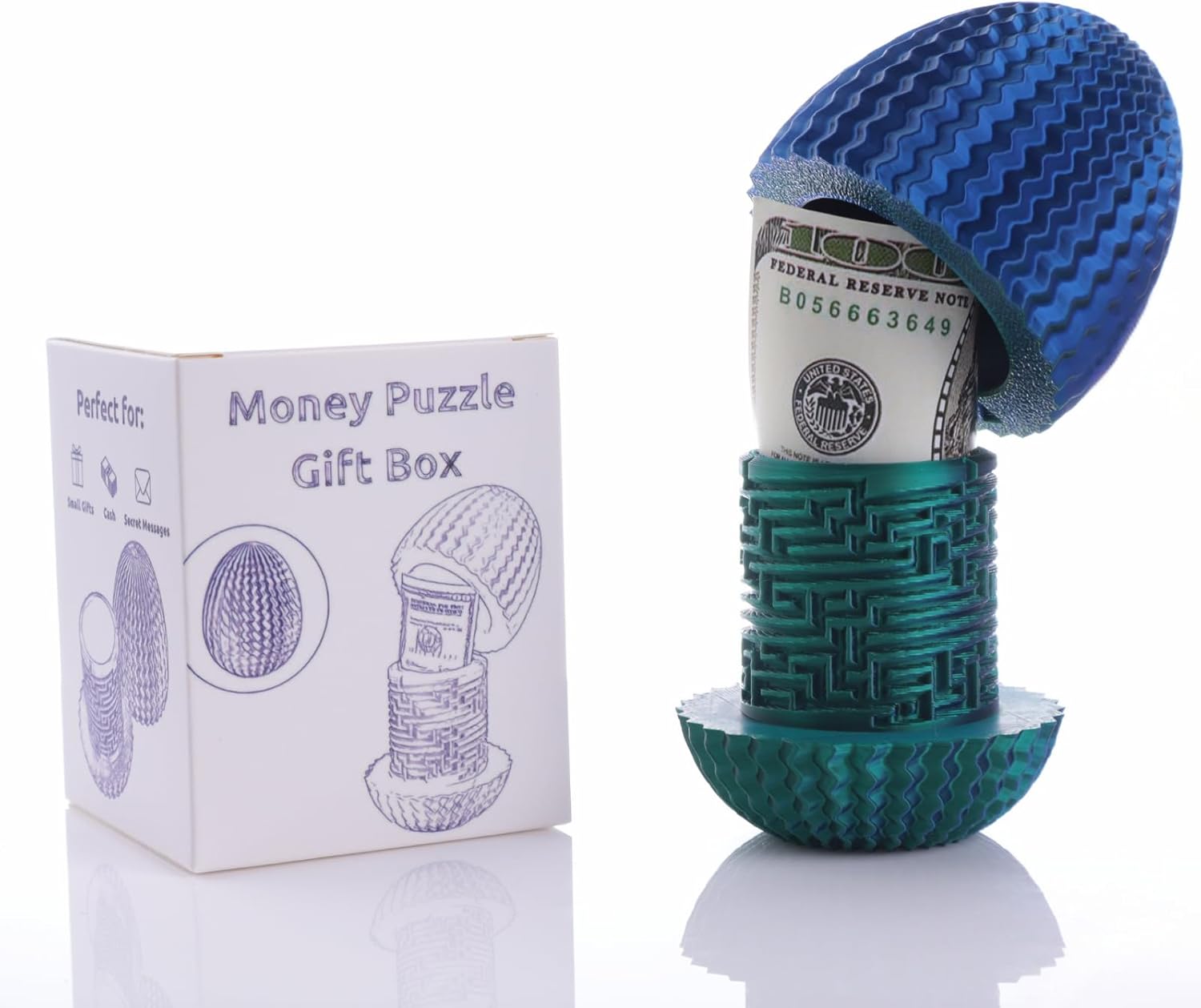 Mystery Surprise Egg Puzzle Box with Hidden Compartment, Money Holder Puzzle Box for Cash Gift, Birthday Wedding Easter Xmas Holiday Money Gift Ideas, Brain Teaser Fidget Toy for Adults Kids Teens