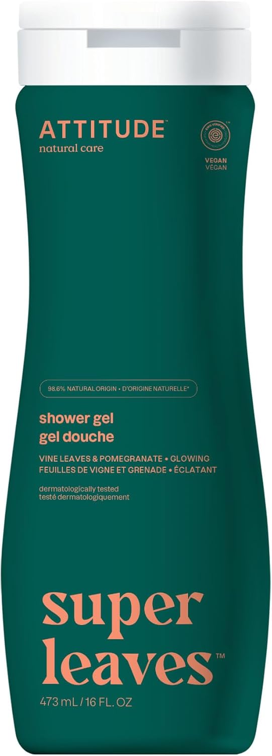 ATTITUDE Body Wash, EWG Verified Shower Gel, Dermatologically Tested, Plant and Mineral-Based, Vegan Personal Care Products, Red Vine Leaves, 473 mL