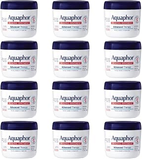 Aquaphor Healing Ointment, Advanced Therapy Skin Protectant, Dry Skin Body Moisturizer, Multi-Purpose Healing Ointment, For Dry, Cracked Skin & Minor Cuts & Burns, 14 Oz Jar (Pack of 12)