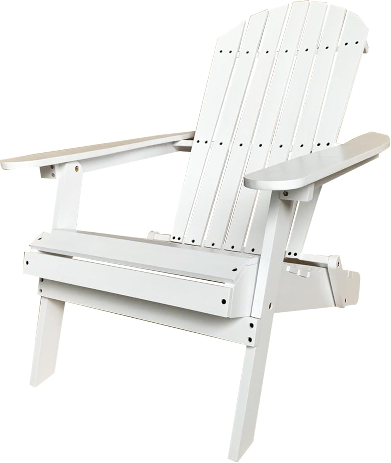 Wooden Adirondack Chair Outdoor Folding Patio Lounge Chair All Weather Fire Pit Chair with Easy Assemble for Outdoor Patio Lawn Garden Beach, White
