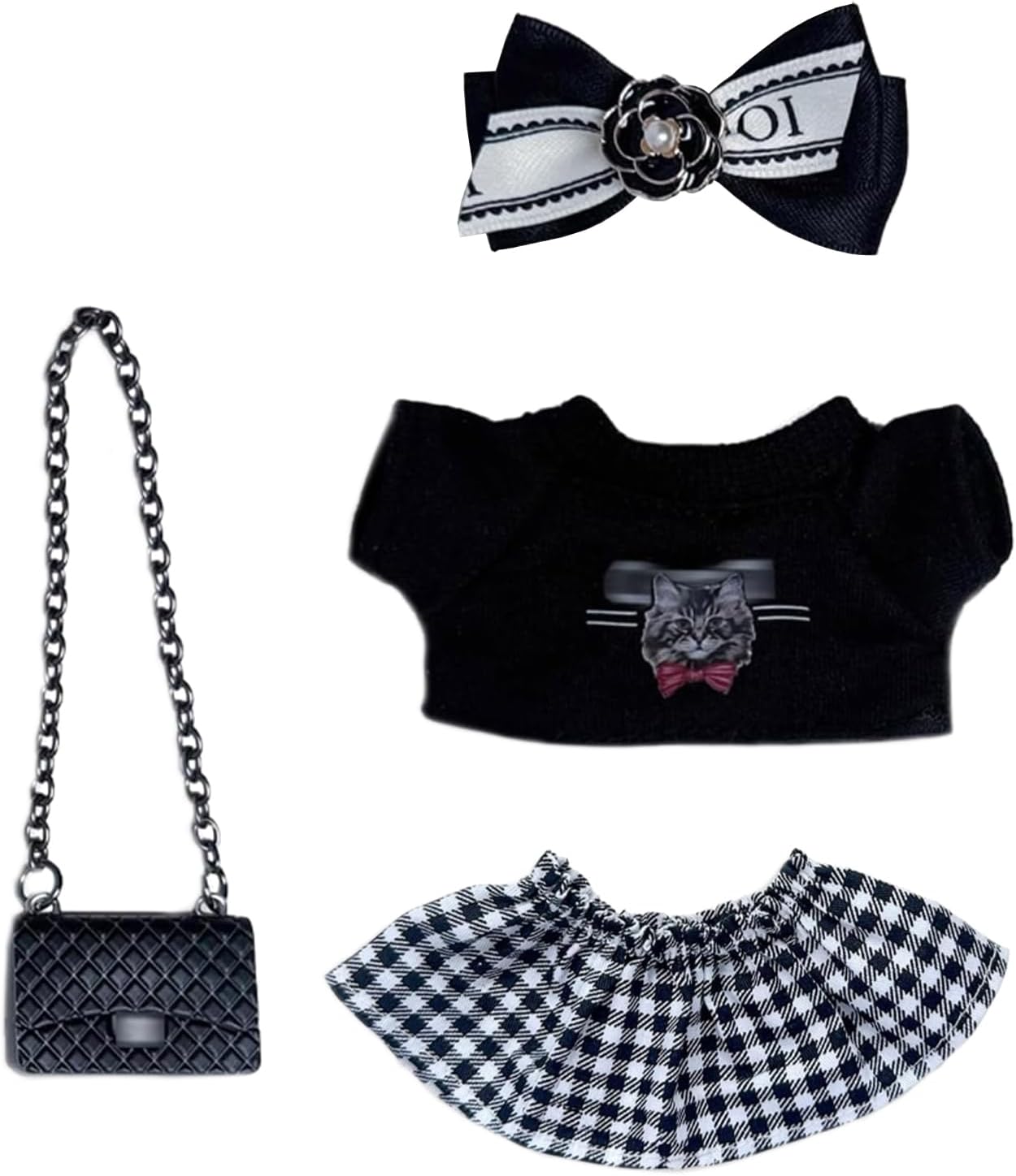 Doll Clothes, Dress to Impress Dolls, 4 Pcs Outfit Set with Bow, Top, Skirt and Bag, Perfect Doll Outfit Accessories for Girls and Boys Birthday Gifts