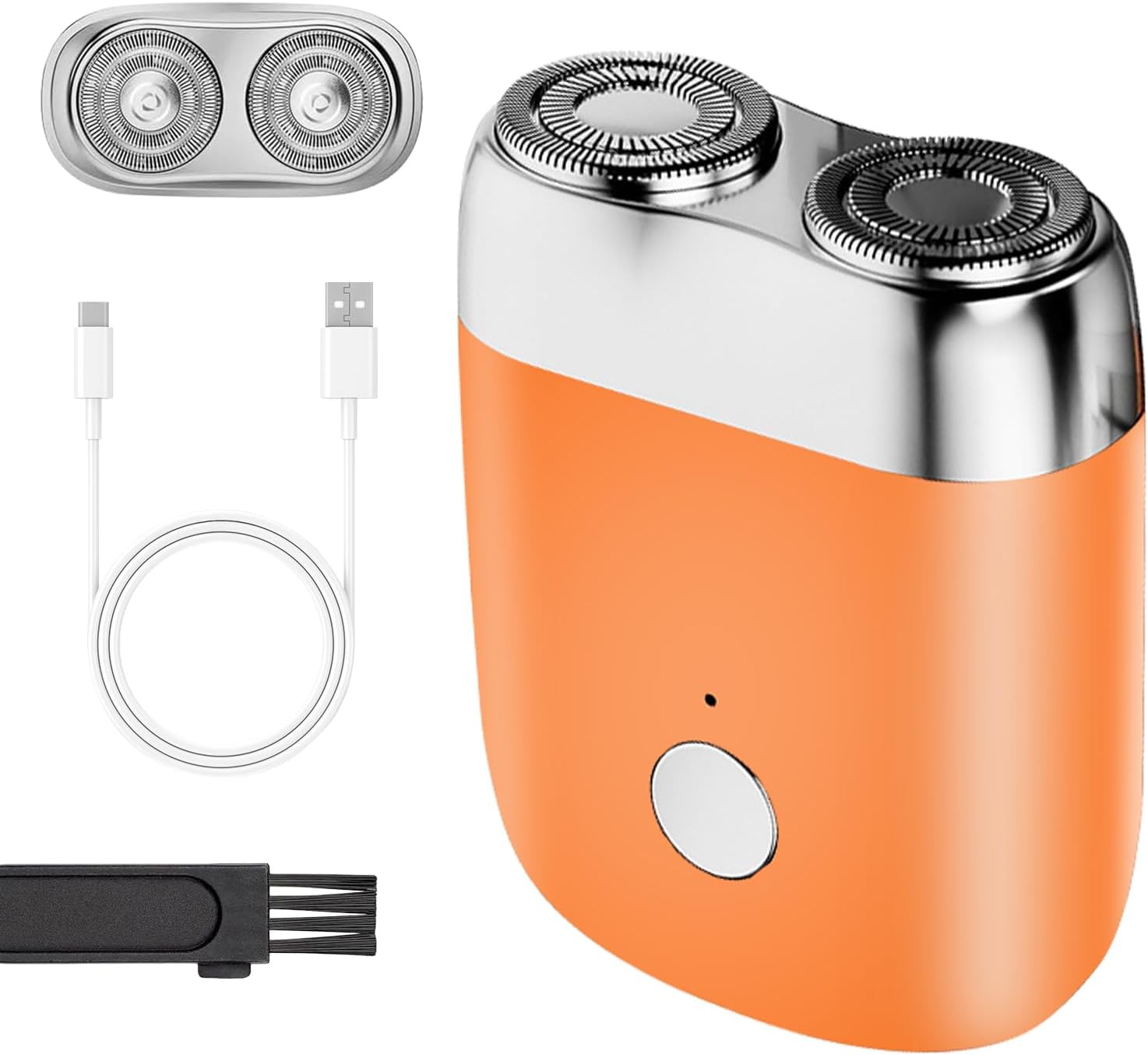 New Model Mini Dual-Head Electric Shaver, Upgrade Pocket Shaver, Washable Double Head Razor, USB Electric Mini Portable Razor, Rechargeable Waterproof Electric for Men (Orange)