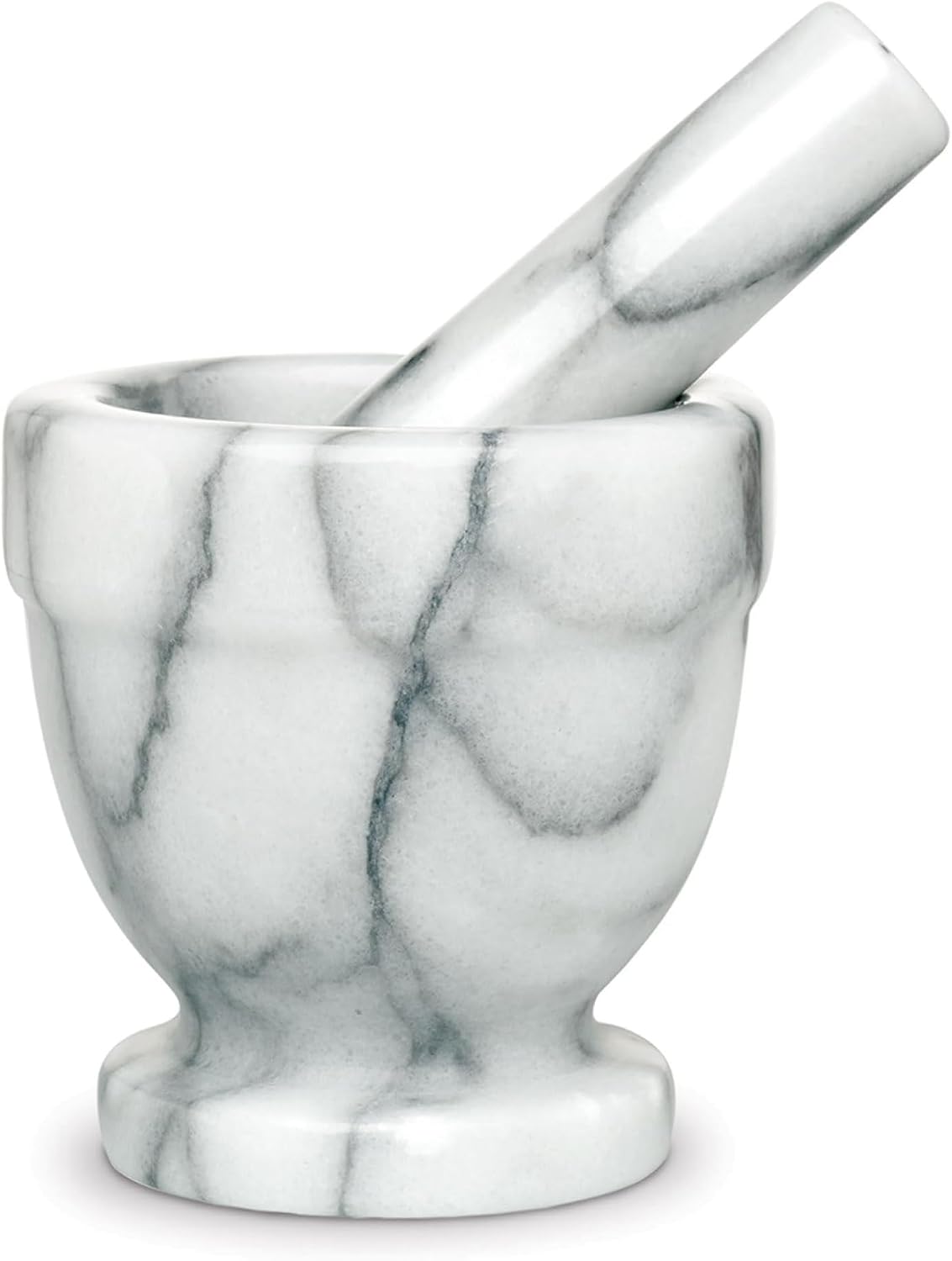 HIC Kitchen Tall Mortar and Pestle Set, Solid Carrara Marble, Spice Herb Grinder, Pill Crusher, Nut Butter Maker, 5.75-Inch, Tall (Pack of 12)