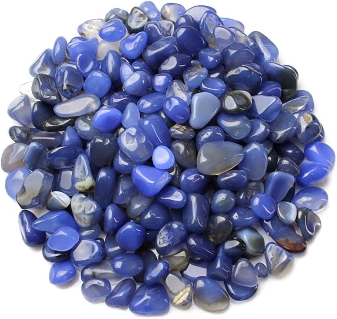 1 Lb (460 g) Blue Agate Stones Decorative Rocks Irregular Gemstone Natural Crystal Pebbles Crushed Quartz Pieces for Jewelry Making/Handwork Craft/Home Decoration