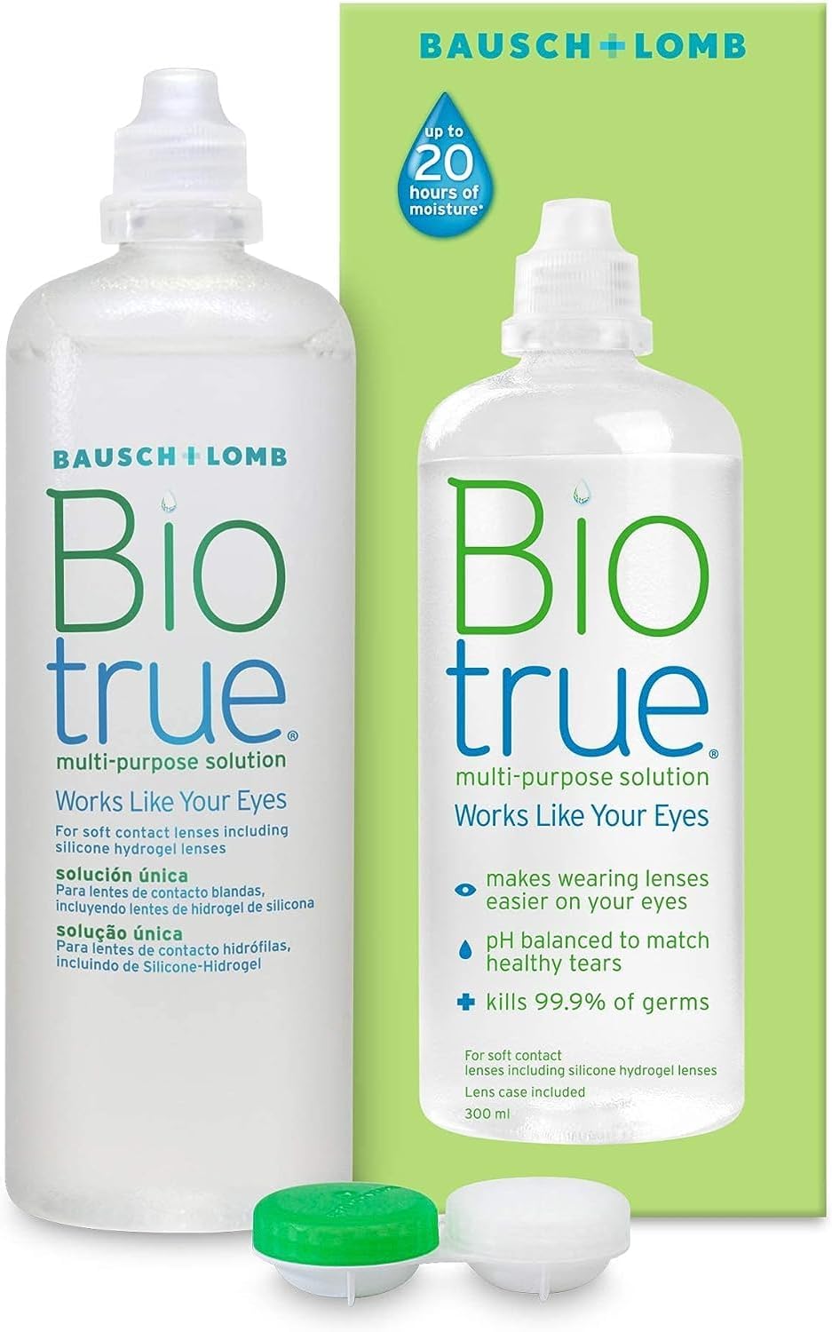 Biotrue Multi-Purpose Contact Lens Solution, 300 Ml - Cushions and Rehydrates Soft Contact Lenses Comfortable Wear - Condition, Clean, Remove Protein, Disinfect and Rinse - Includes Lens Case