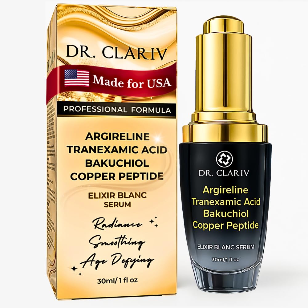Argireline + Copper Peptides (GHK-Cu) Serum For Face – Anti Wrinkle Firming Serum with Tranexamic Acid and Bakuchiol, GHK-Cu Peptide – Anti Aging Skincare for Face– 1 Fl Oz