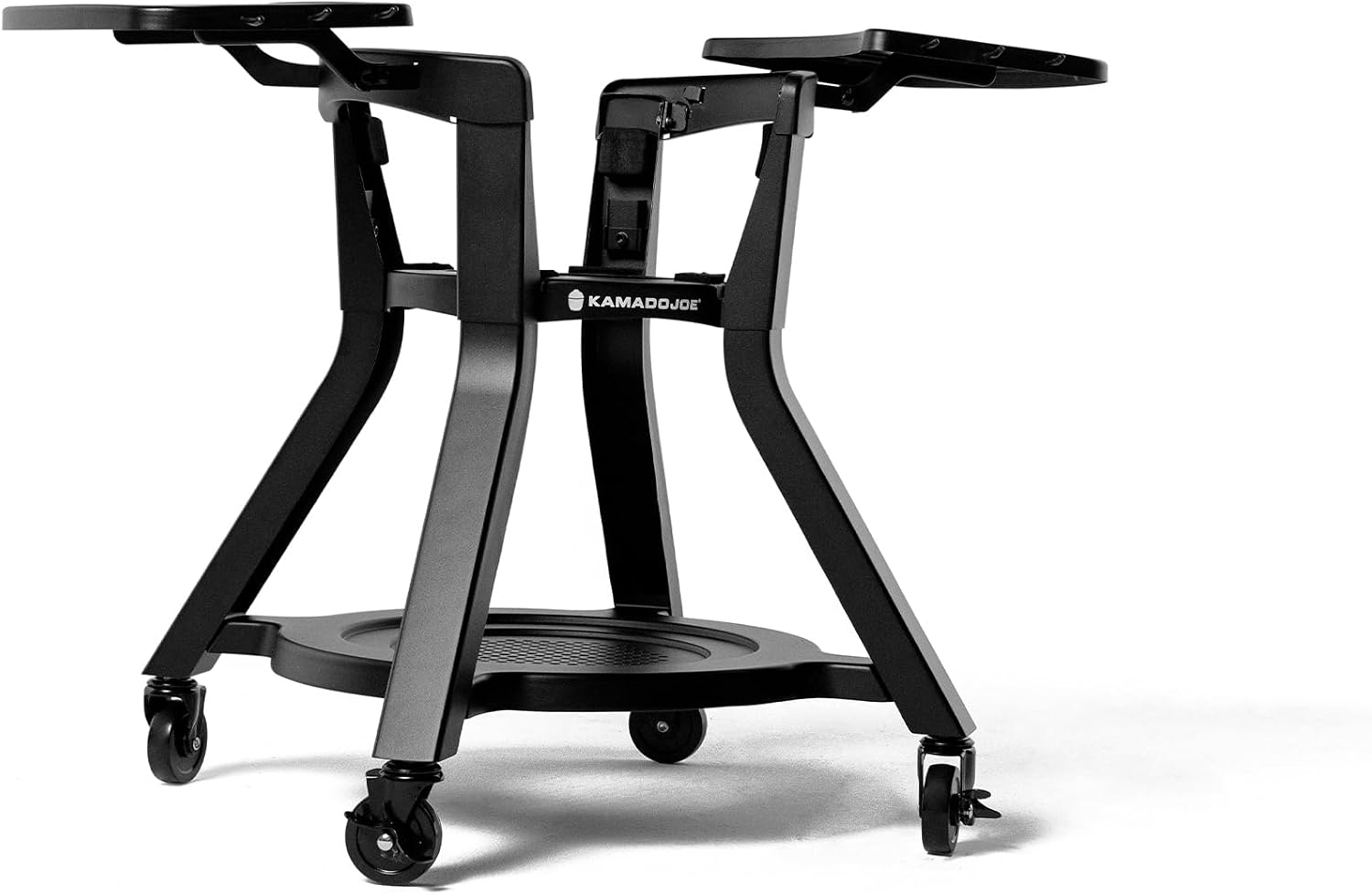Cart with Shelves for Joe Jr Small Kamado Grill, Black Grill Stand, Model KJ15112524