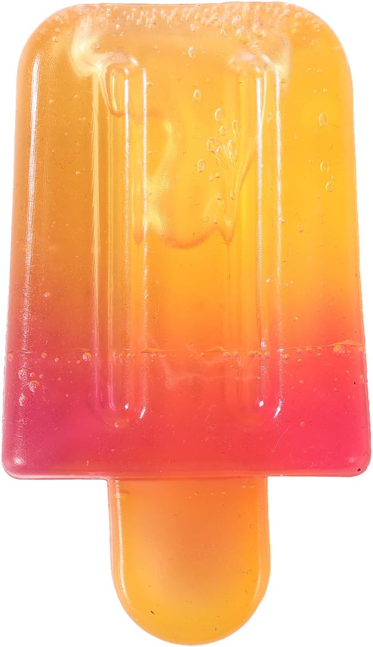 Ice Cream Squishy Toy, 9x5x2.5cm/3.5x2x1in Soft Squeeze Fidget Toy Reusable Realistic & Funny Rebound Ice Cream for Kids & Adults (Pink Orange)