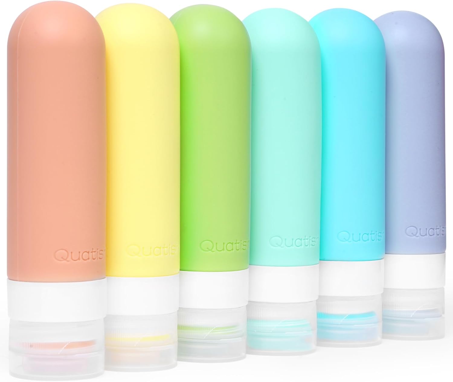 Quatish Travel Size Bottles 6 Pack【Original Patented】, 3 oz Tsa Approved Travel Containers for Toiletries, BPA Free Silicone Travel Shampoo and Conditioner Bottles Leak Proof, Travel Essentials