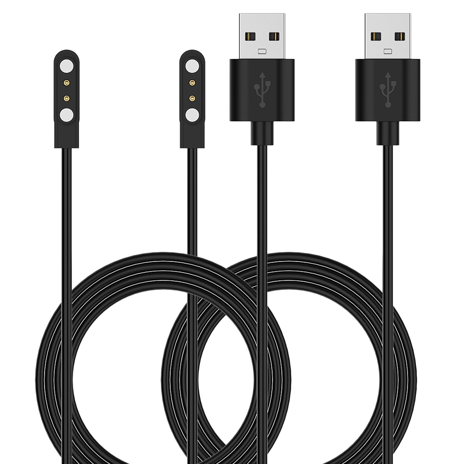 RuenTech Chargers Compatible for IOWODO W60 R50 R30 Smart Watch Charger, 3.3FT Replacement Charging Cable Magnetic Charger for IOWODO Smart Watch (Black&Black)