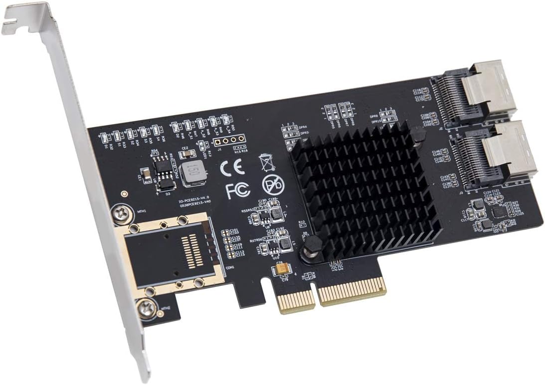 IO Crest 8 Port SATA III Non-RAID PCI-e x4 Controller Card Supports FreeNAS and ZFS RAID - Includes Mini SAS to SATA Breack out Cables