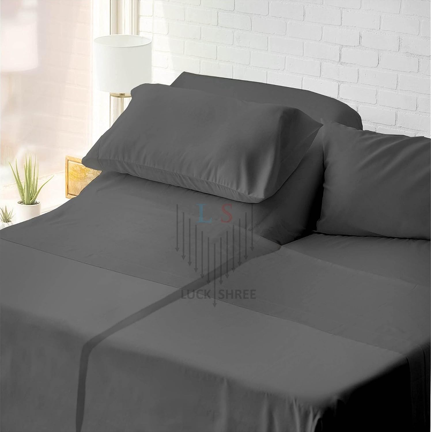 800-Thread-Count 100% Egyptian Cotton |Dark Grey Split Cal-King Sheets Set| 5-Piece Extra Long-Staple Combed Cotton Best-Bedding Sheets, Soft & Silky Sateen Weave Fits Mattress 15" Deep Pocket