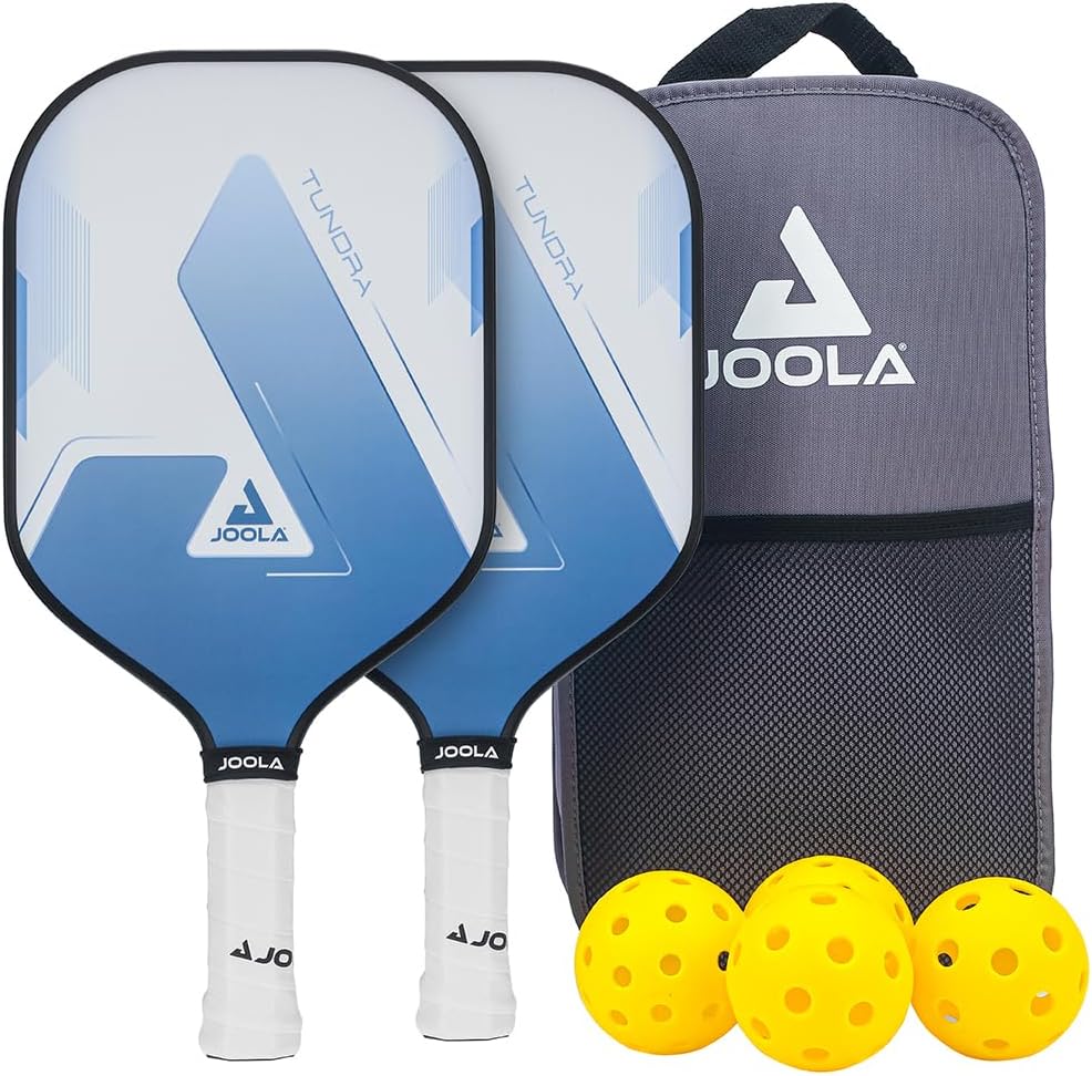 JOOLA Pickleball Paddles Set of 2 – Multiple Colors - Reinforced Fiberglass Surface – Lightweight, Durable, Beginner-Friendly Racket Design – Set Includes Balls & Bag – USAP Approved