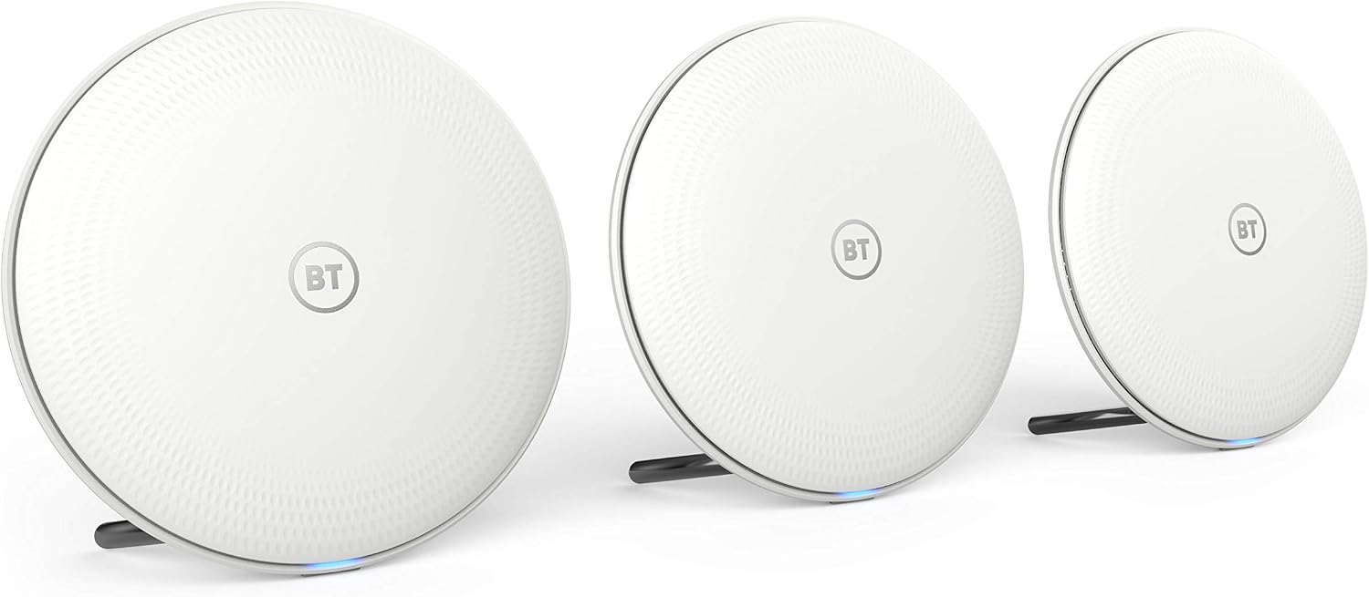 BT Whole Home Wi-Fi, Pack Of 3 Discs, Mesh Wi-Fi Seamless, Speedy (AC2600) Connection, Wi-Fi Everywhere In Medium To Large Homes, App Complete Control And 3 Year Warranty