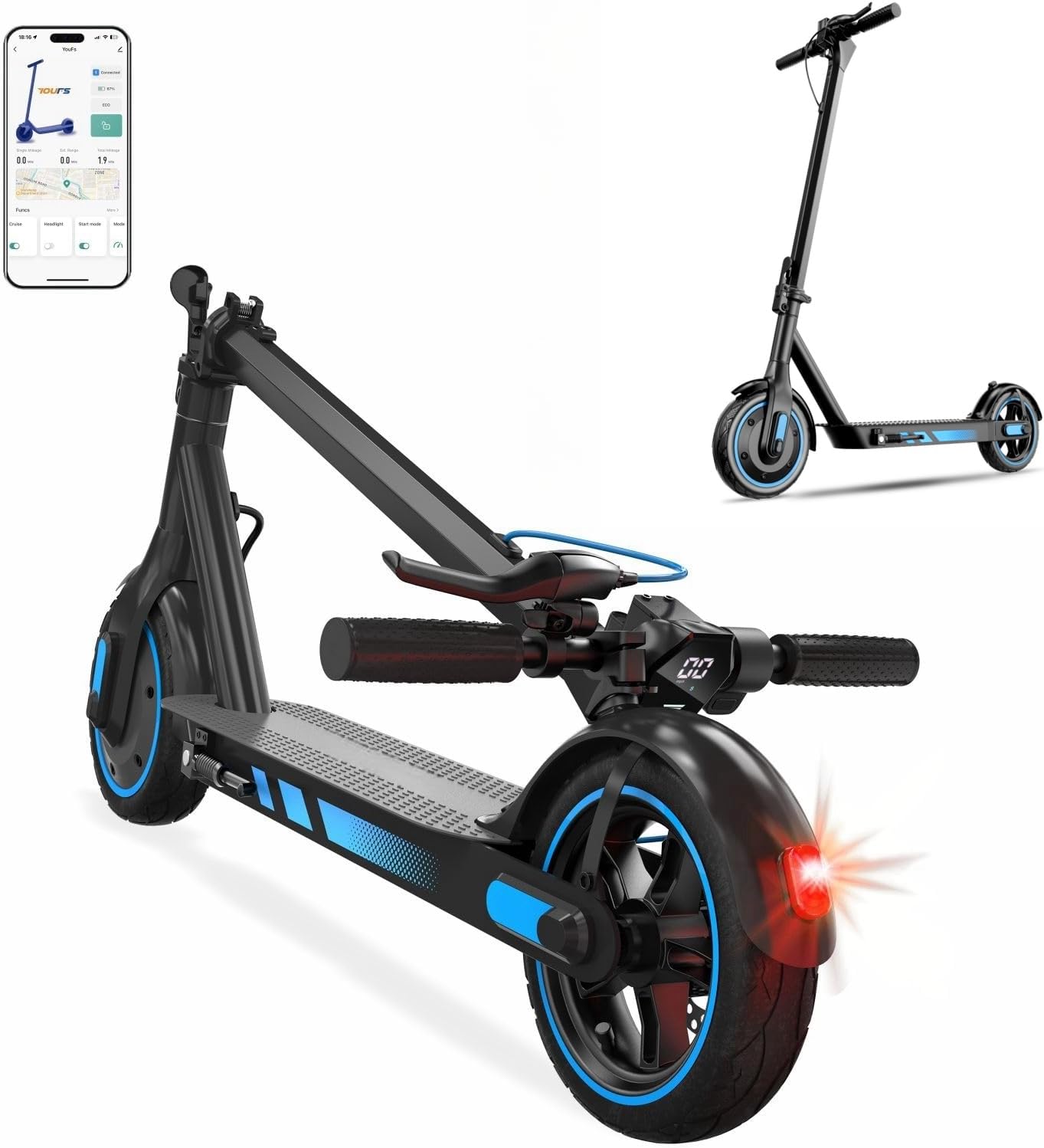 Electric Scooter Adult, Powerful Motor 350W/500W, 8.5/10 Inch Tires, Battery 10.5Ah/15Ah, Maximum Speed of 25KM/H, Range 30-45KM, Dual Brake System, APP Connection