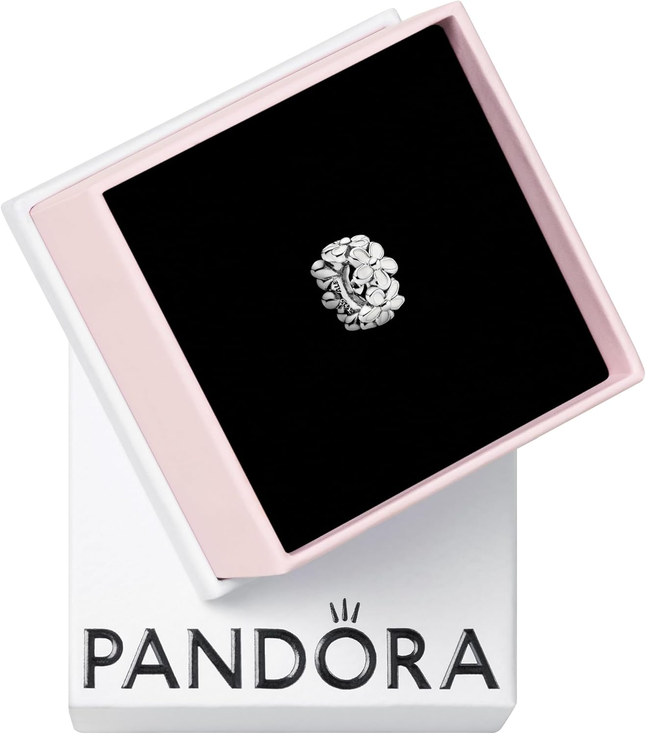 PANDORA White Daisy Flower Spacer Charm - Compatible with PANDORA Moments - Sterling Silver & Enamel - Gift for Her - Jewelry for Women with Gift Box