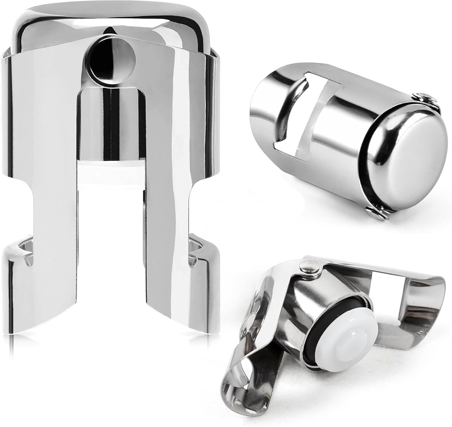Pack of 1 RMS Stainless Steel Bottle Stoppers for Prosecco and Wine - Champagne Stainless Steel Prosecco Bottle Stopper - Premium, Durable and Leak Proof Airtight Seal for Sparkling Wine Bottles