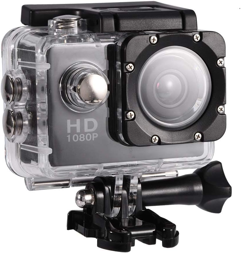 RigWig Action Camera, 2.0 Inch Full HD 1080P Sports Camera, 30M Waterproof Underwater Camera, 16MP Anti-Shake Bike Camera, Mounting Accessories Kit for Diving/Bike/Climbing/Swimming (Black)