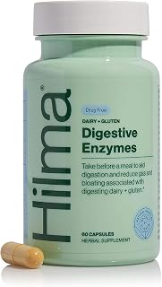 Hilma Digestive Enzymes for Women – Bloating Relief with Turmeric, Dandelion Root & Gluten Digestive Enzymes – Natural Gluten & Dairy Relief Pills – 60 Vegan Capsules