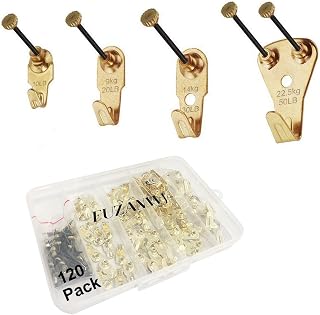 Picture Hangers, 120pcs Picture Hooks with Nails, FUZANWJ Picture Hanging kit, Wall Hangers, Wall Hanging Kit for Drywall/Wooden Wall, Holds 10-50 lbs