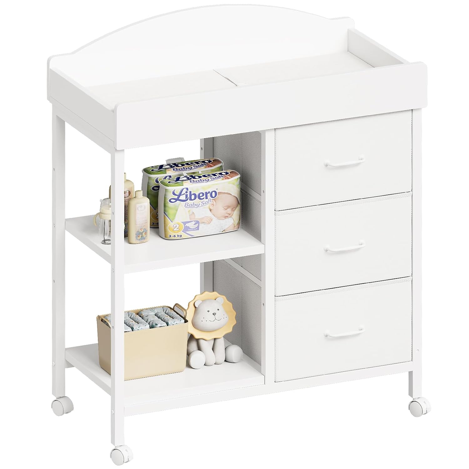 Yetom Changing Table, 3 Drawers&2 Shelves, Changing Table Dresser, White