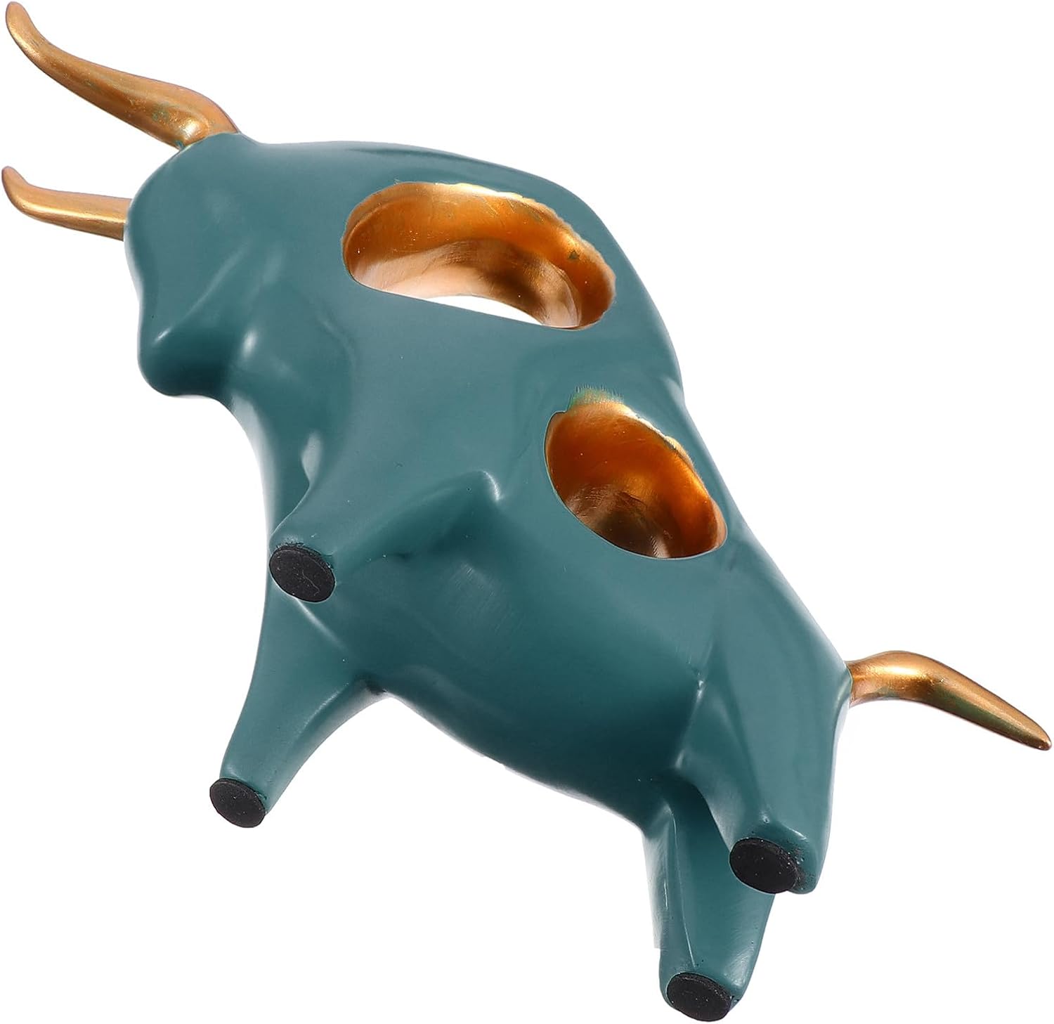 Lurrose Creative Resin Cartoon Bull Ornament Decorative Figurine for Home Office Desk Chinese Zodiac Ox Statuette in Green Feng Shui Luck and Wealth Symbol Gift for Friends and Colleagues