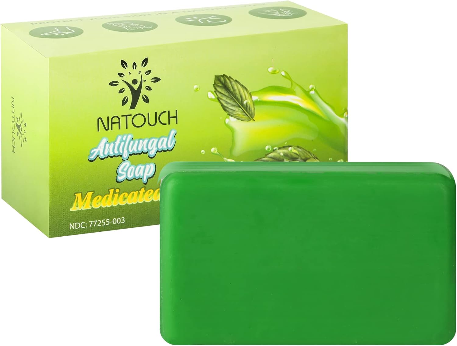 Antifungal Medicated Soap Bar, Athletes Foot Jock Itch Ringworm Yeast Infection Treatment for Men, Tea Tree Oil Body Soap Bar with Natural Tea Tree Oil, Eucalyptus Oil and Lavender Oil, 4 oz