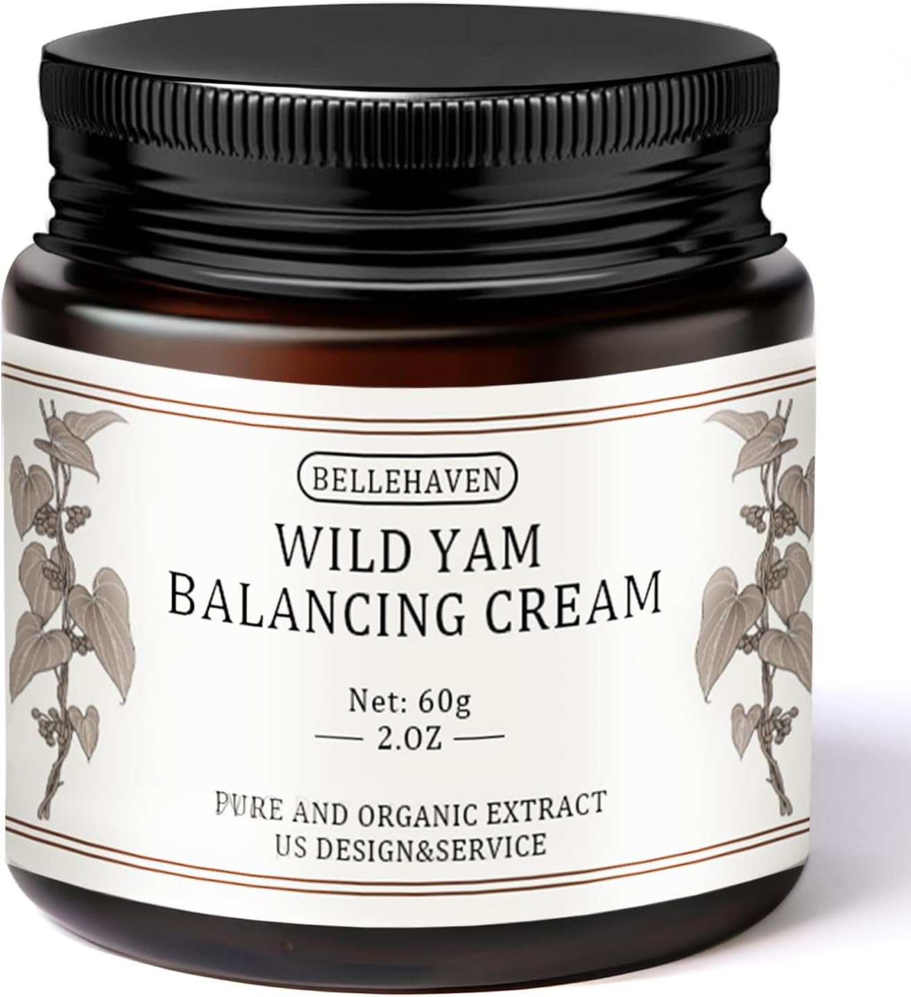 Wild Yam Cream Plant-Based Body Cream with Natural Ingredients, Lavender Scent, for Daily Skincare, 2oz 60g